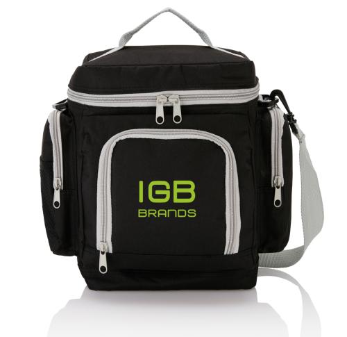 Printed Deluxe Travel Cooler Bags Black Multiple Compartments