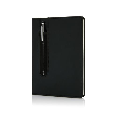 Standard Hardcover PU A5 Notebook With Stylus Pen - Black