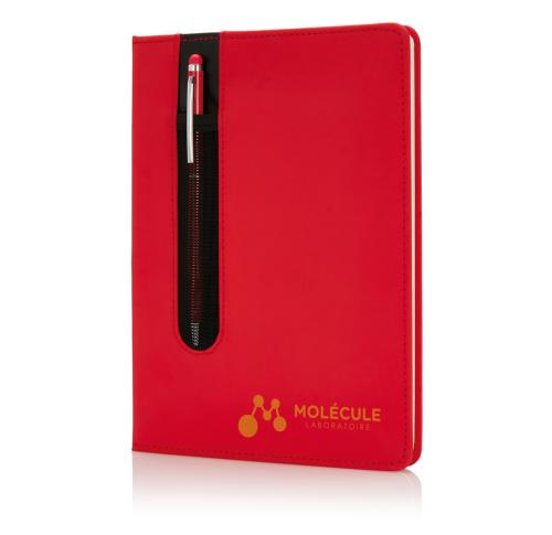 Standard Hardcover PU A5 Notebook With Stylus Pen - Red