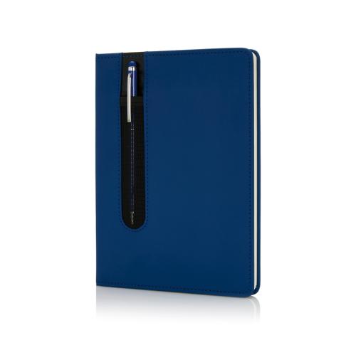 Standard Hardcover PU A5 Notebook With Stylus Pen - Blue