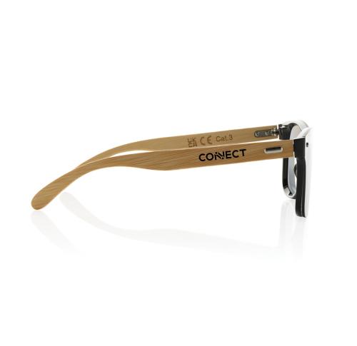 Prism RCS recycled plastic sunglasses with bamboo frame brown