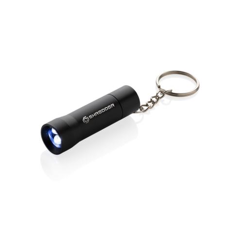 Printed Flash RCS recycled aluminium keychain torch black