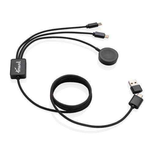 Terra RCS rPET 6-in-1 charging cable with watch charger grey