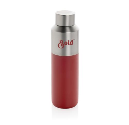 Branded Fluid RCS certified recycled steel water bottle 600ml red