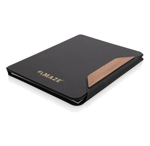 Teri AWARE™ RPET and walnut A4 portfolio black