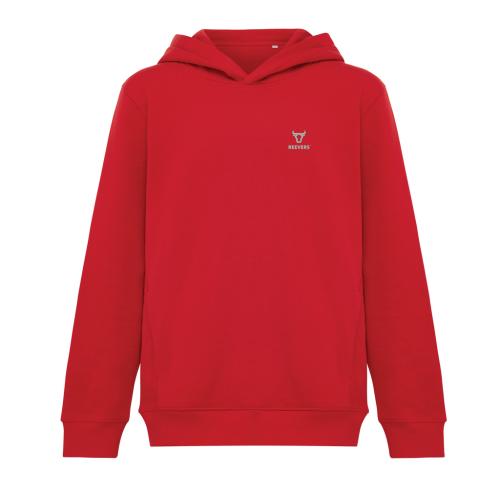Branded Iqoniq Yengo kids recycled cotton hoodie with sidepockets red