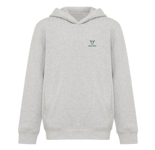 Iqoniq Yengo kids recycled cotton hoodie with sidepockets light heather grey