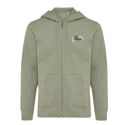 Iqoniq Abisko recycled cotton zip through hoodie heather green