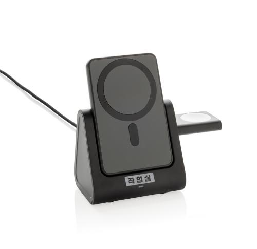 Promotional Powerbase RCS recycled plastic 3 in 1 charger with powerbank black