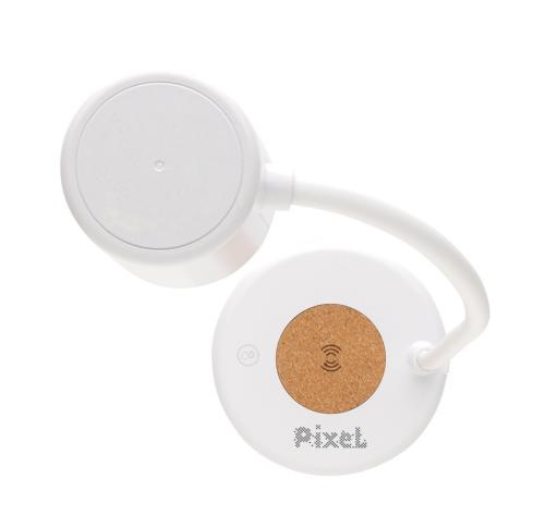 Branded Zenara RCS recycled plastic and cork 15W wireless desk lamp white