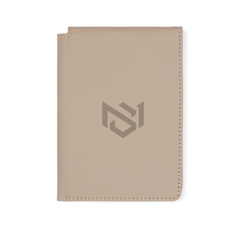Branded VINGA Baltimore RCS recycled polyester RFID passport cover greige