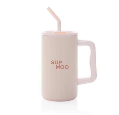 Custom Printed Cube RCS certified recycled steel mug 800ml pink