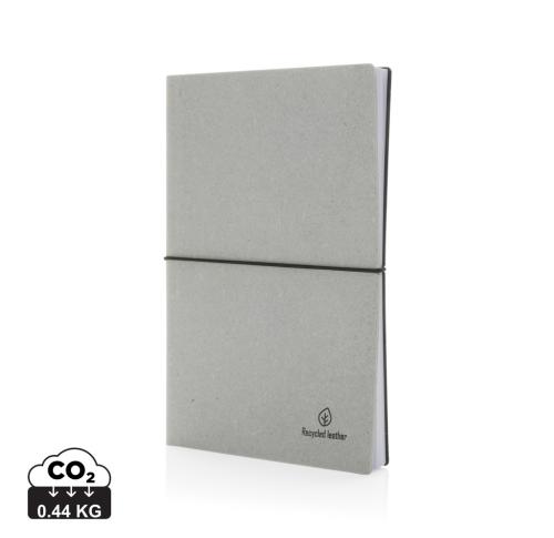 A5 GRS recycled leather notebook light grey