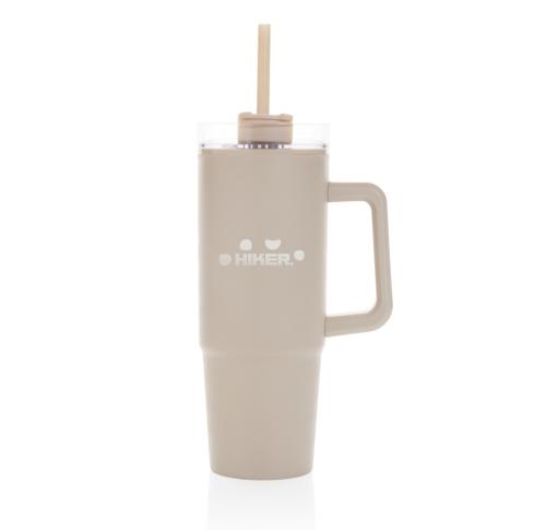 Printed Tana RCS plastic tumbler with handle 900ml beige