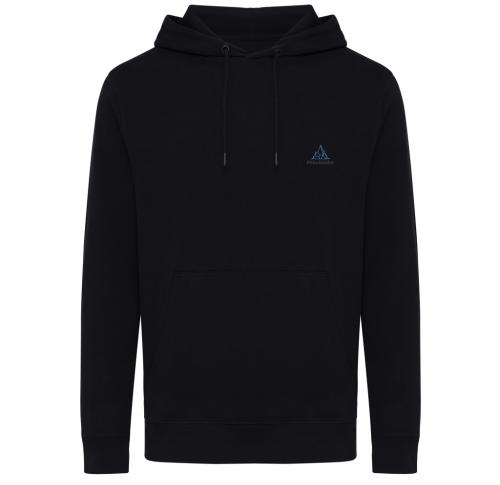 Branded Iqoniq Rila lightweight recycled cotton hoodie black