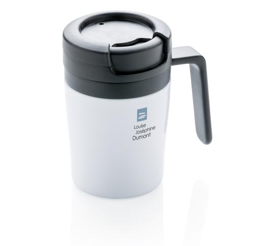 Promotional Logo Coffee To Go Mug Tumblers 160ml With Handle White