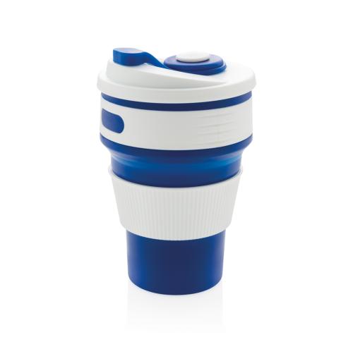 Promotiona Printed Foldable Silicone Cup Blue