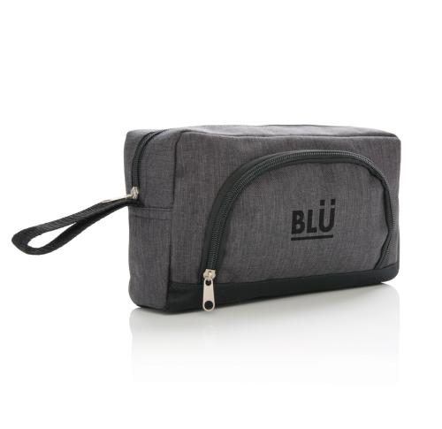Printed Classic Two Tone Toiletry Cosmetic Makeup Bags Polyester Anthracite