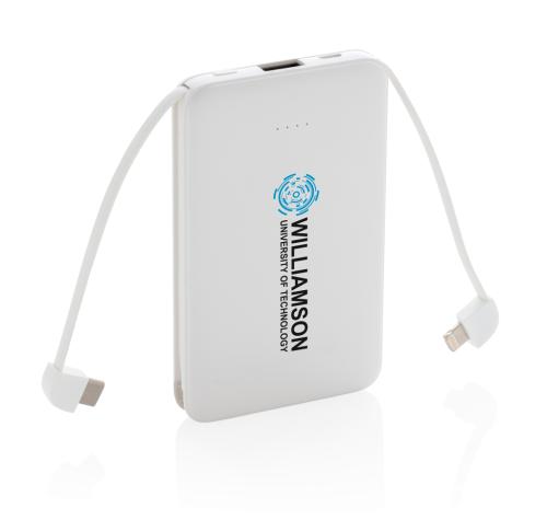 5.000 mAh Pocket Powerbank with integrated cables