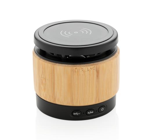Bamboo wireless charger speaker