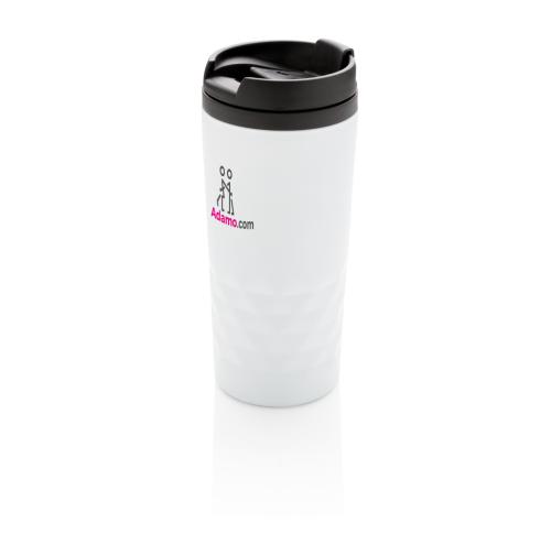 Priinted Stainless Steel Geometric Mug 350ml White