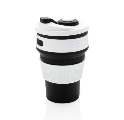 Printed Foldable Silicone Cup Black Dishwsher Safe