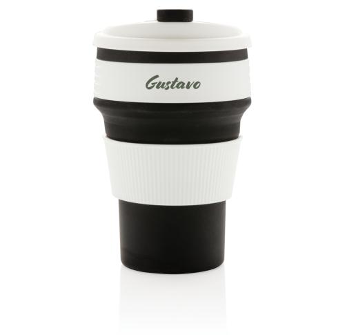 Printed Foldable Silicone Cup Black Dishwsher Safe