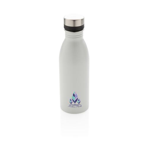 Printed Recycled Stainless Steel Deluxe Metal Water Bottle 500ml White