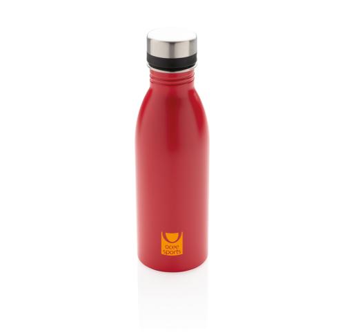 Printed Recycled Stainless Steel Deluxe Metal Water Bottle 500ml Red