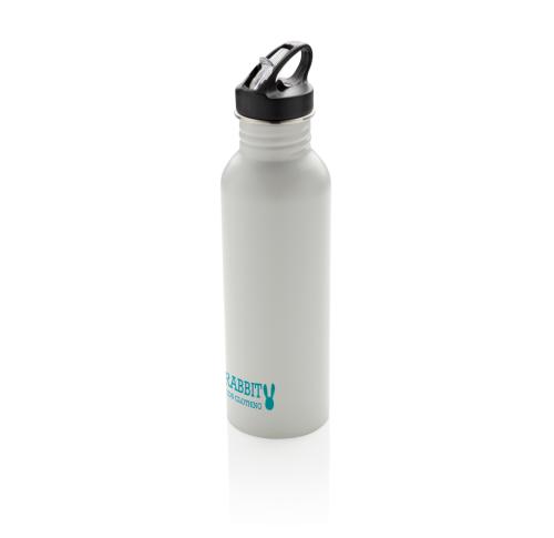 Custom Printed Deluxe Stainless Steel Metal Activity Sports Bottles - White 710ml