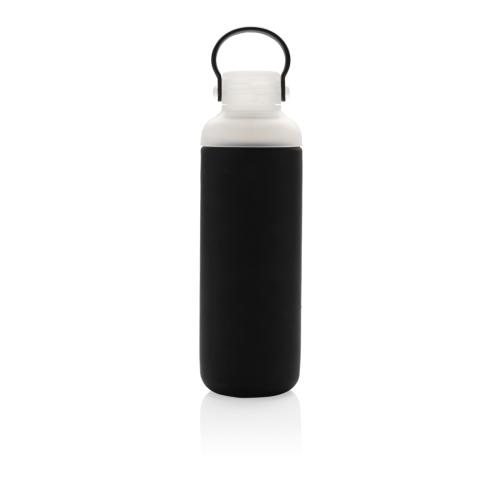 Custom Printed Glass Water Bottles With Silicon Sleeve - Black