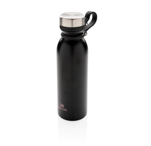 Promotional Printed Copper Vacuum Insulated Bottle With Carry Loop Black