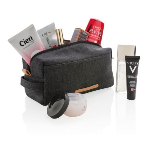 Promotional Canvas Toilet Bags Plastic Free Black