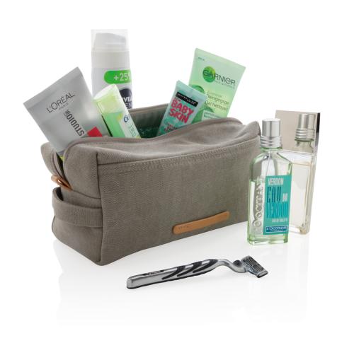 Luxury Custom Canvas Toilet Bags Plastic  Free Grey