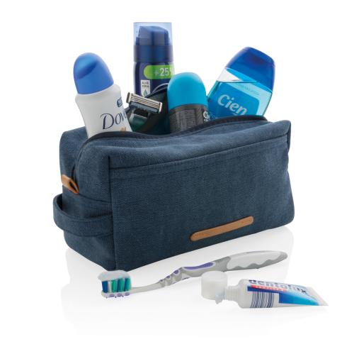 Luxury Branded Canvas Toilet Bags PVC Free Blue