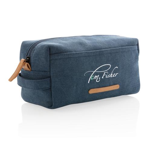 Luxury Branded Canvas Toilet Bags PVC Free Blue
