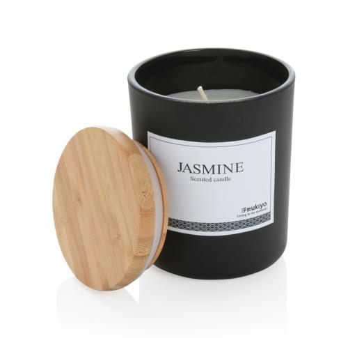 Branded Scented Jasmine Candles With Bamboo Lid Ukiyo Deluxe Black 