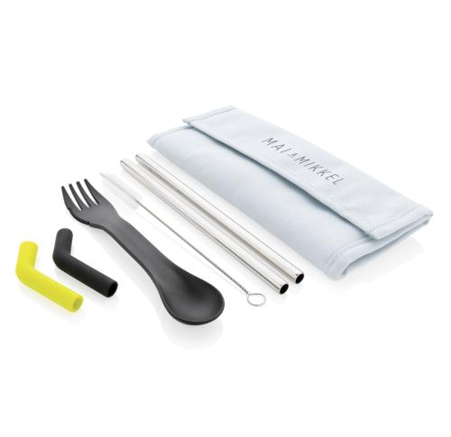 Tierra 2pcs straw and cutlery set in pouch