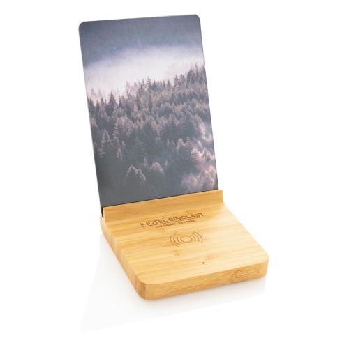 Bamboo 5W wireless charger with photo frame