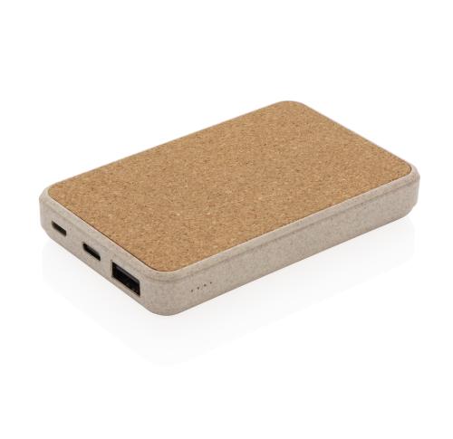 Custom Logo Cork And Wheat 5.000 MAh Pocket Powerbanks