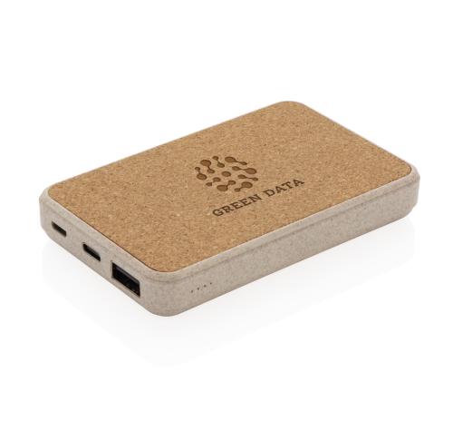 Custom Logo Cork And Wheat 5.000 MAh Pocket Powerbanks