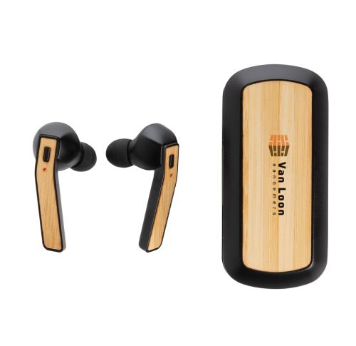 Branded Bamboo Free Flow TWS Earbuds In Case