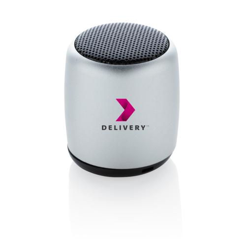 Mini Aluminium Portable Wireless Speakers Printed Logo Silver