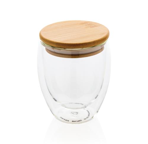 Double wall borosilicate glass with bamboo lid 250ml