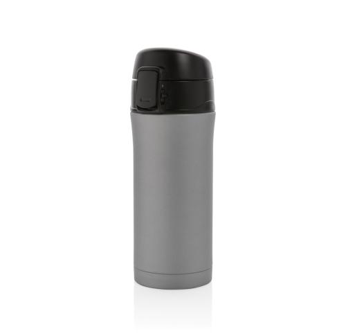 Custom Printed Metallic Easy Lock Stainless Steel Vacuum Coffee Mugs - Grey