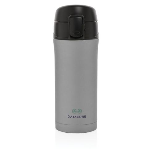 Custom Printed Metallic Easy Lock Stainless Steel Vacuum Coffee Mugs - Grey