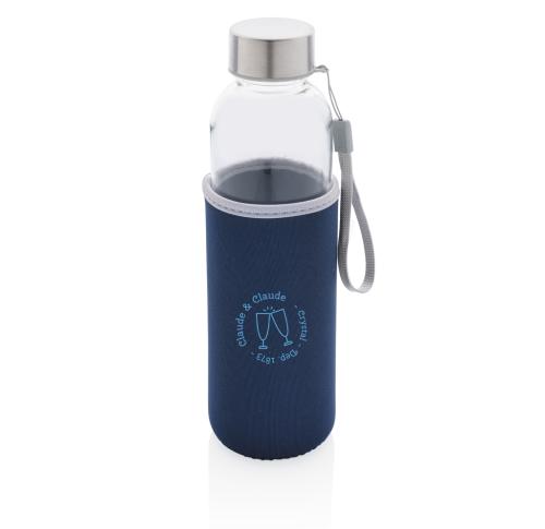 Printed Glass Bottles With Neoprene Sleeve - Blue