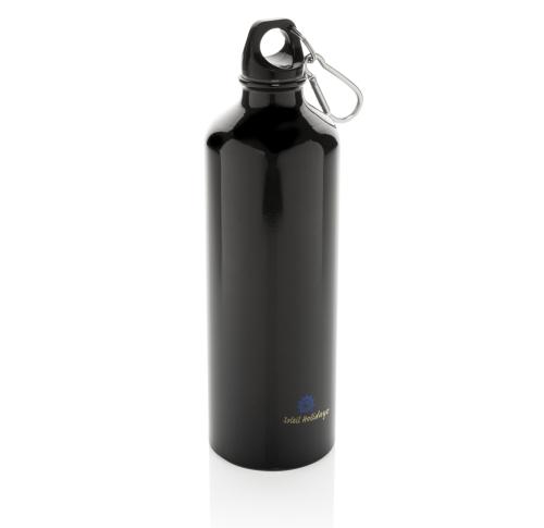 Custom Logo XL Aluminium Waterbottle With Carabiner - Black