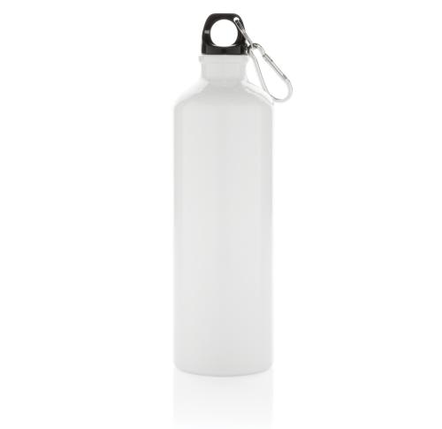 Logo XL Aluminium 750ml Waterbottle With Carabiner White