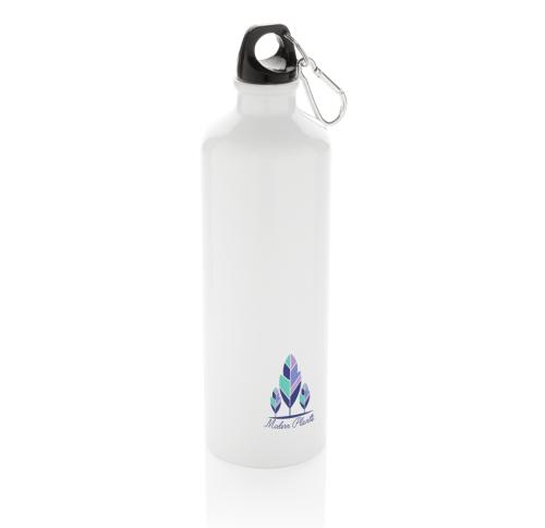 Logo XL Aluminium 750ml Waterbottle With Carabiner White